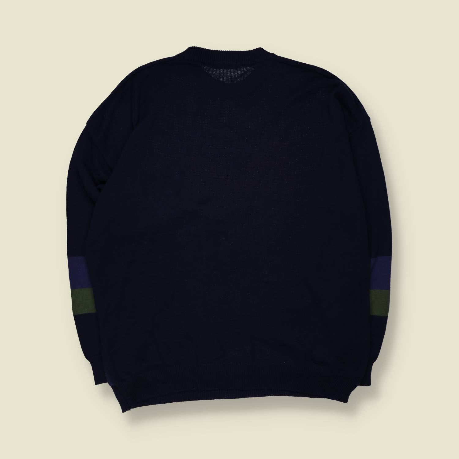 1980s | Enzo Lorenzo | Novelty Golfer Wave Print Jumper | Navy Multi - XXL