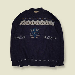 1980s | Novelty "Kayak Eaux Vives" Jumper | Navy - XXL