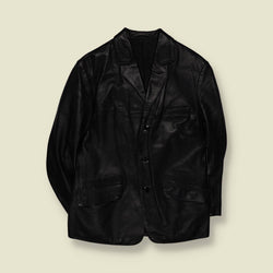 1980s | Leather Blazer Jacket | Black - S