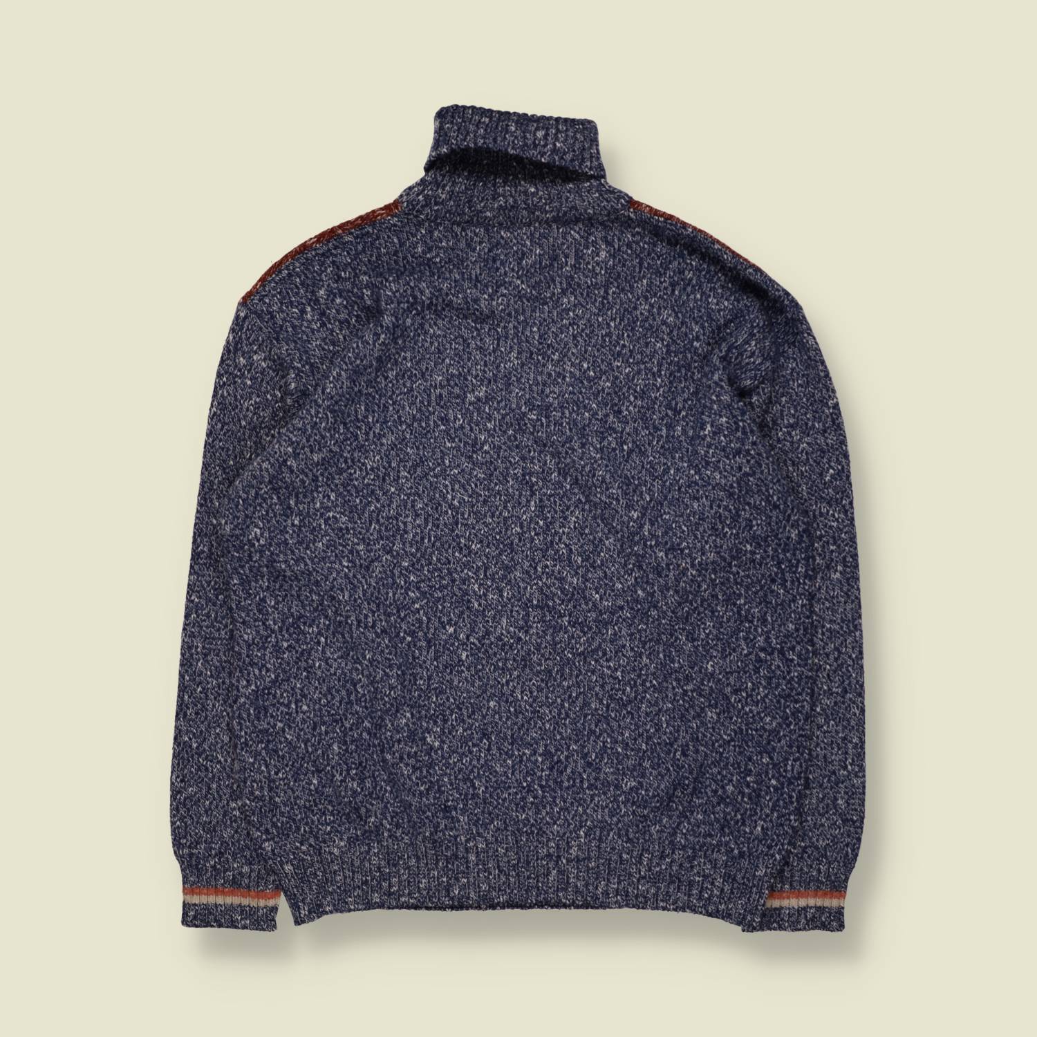 1980s | Patchwork Roll Neck Jumper | Navy Multi - M