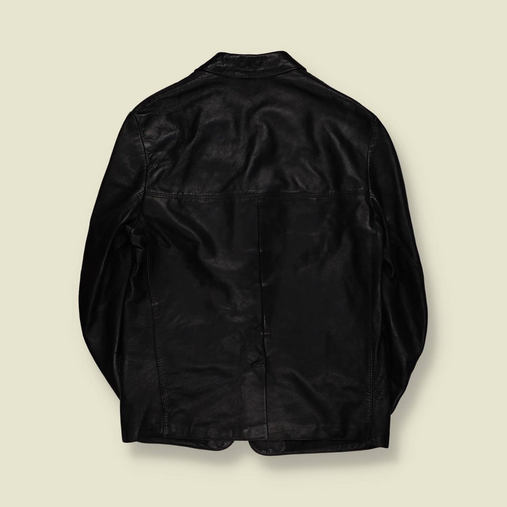 1980s | Leather Blazer Jacket | Black - S