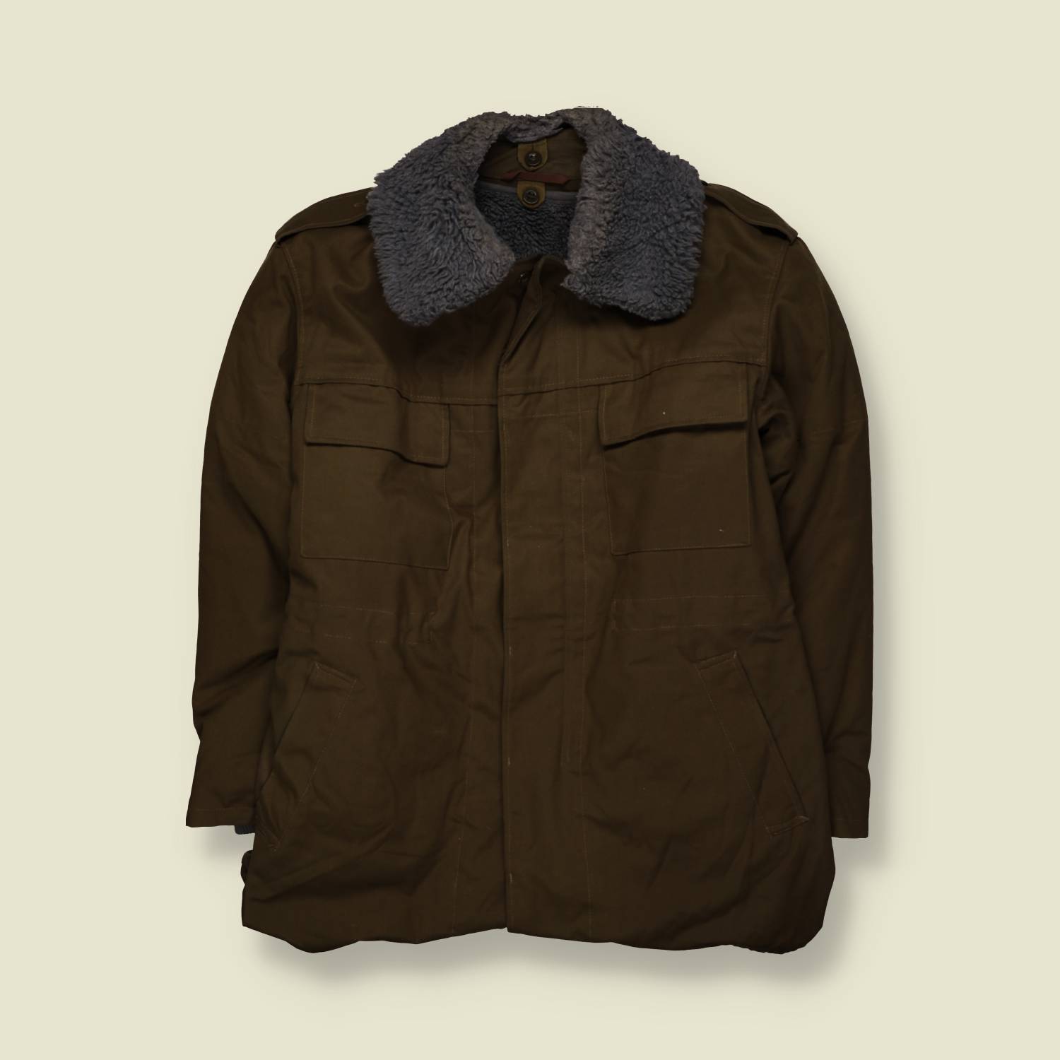 1980s | Czech Army M85 | Faux Fur Collar Field Jacket | Olive - M