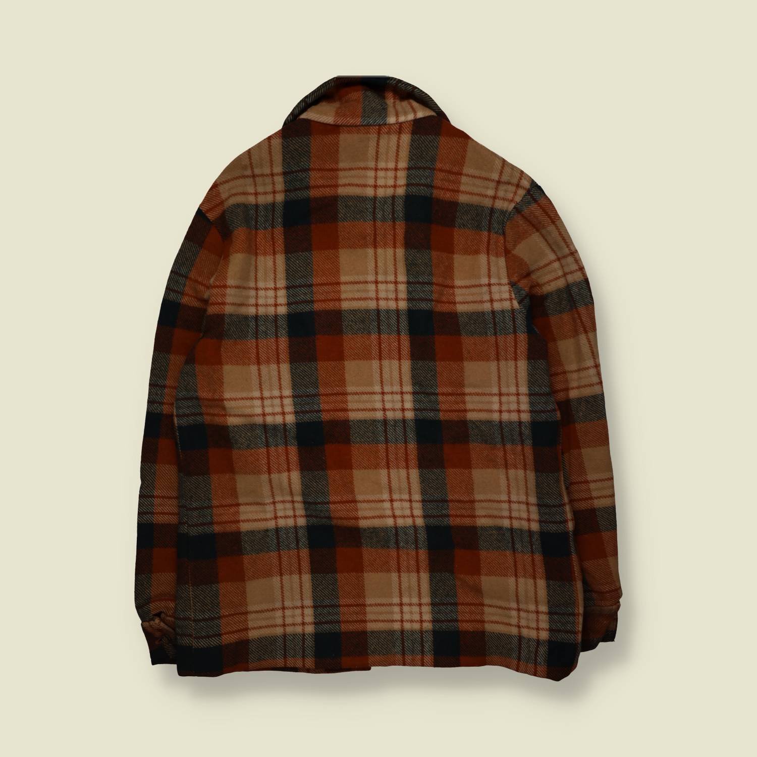 1950s/60s | Wool Check Zip Jacket | Brown Multi - L