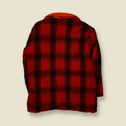 1960s | Mackinaw Wool Check Zip Coat | Red & Black - XL