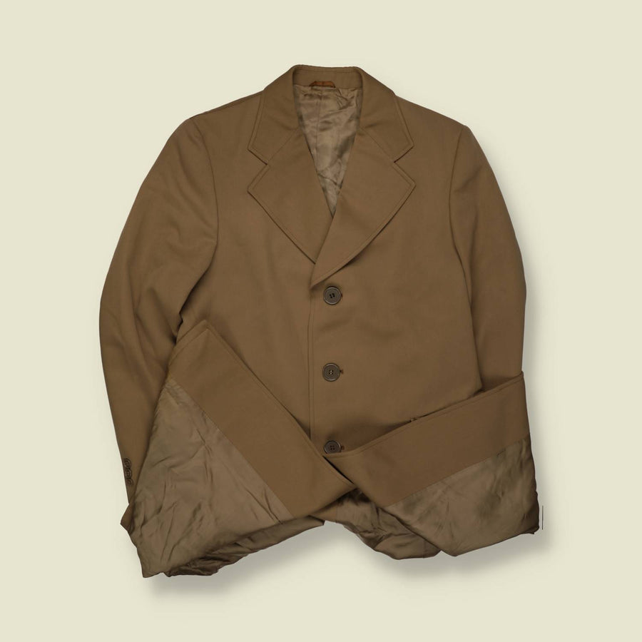 1970s | Silver Groom | Wool Blend Three-Button Coat | Khaki - XS
