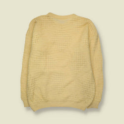 1970s | Wool Textured Knit Jumper | Cream - S