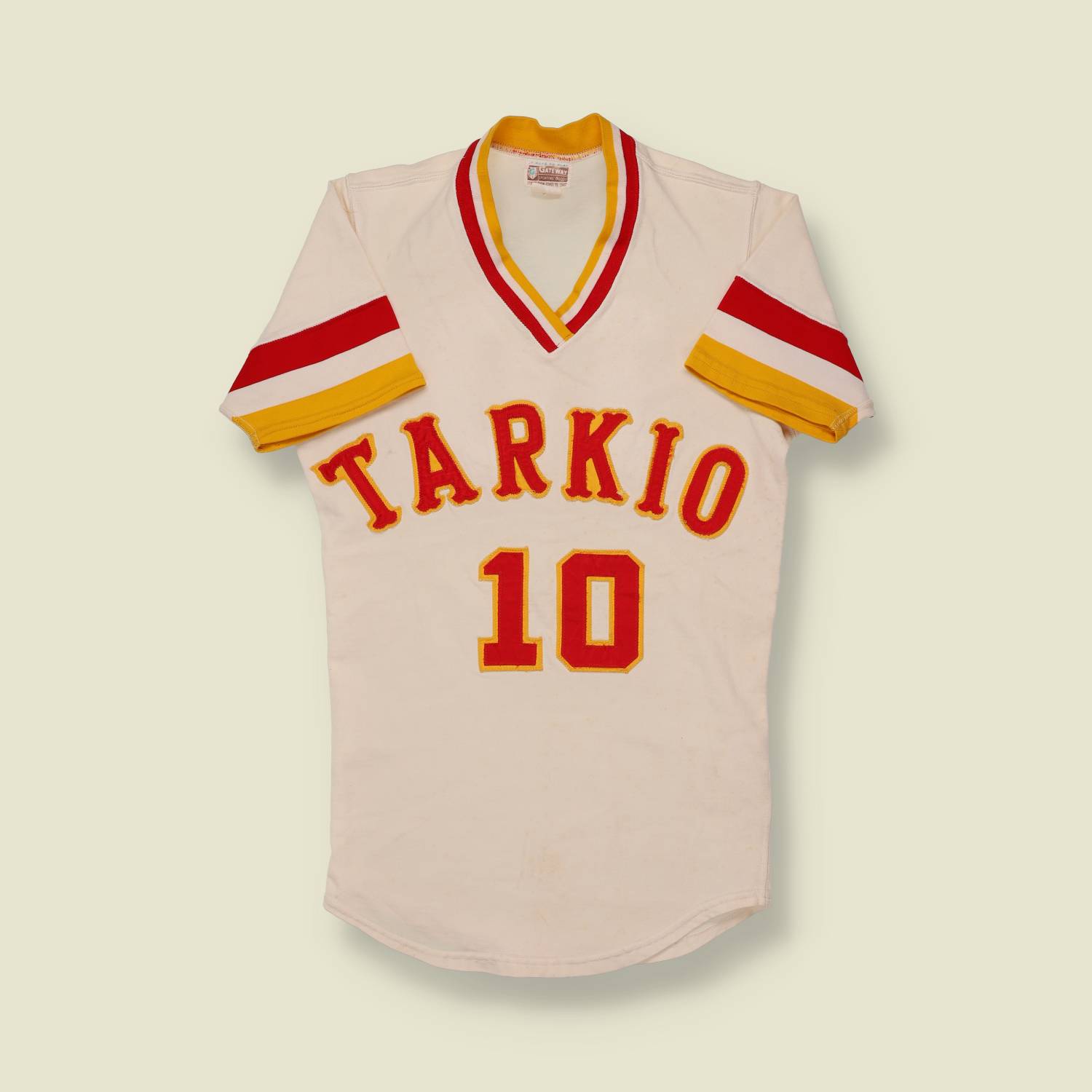 1960s Tarkio College Football Jersey – White with Red & Gold Felt Lettering - XS