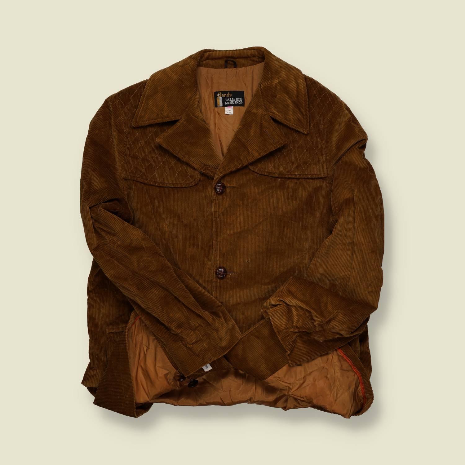 1970s Bonds Corduroy Jacket – Brown with Quilted Yoke - M/L