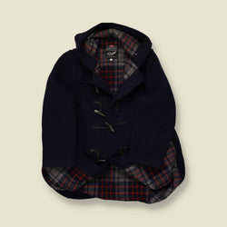 1960s Gloverall Original English Duffle Coat – Navy with Tartan Lining - S