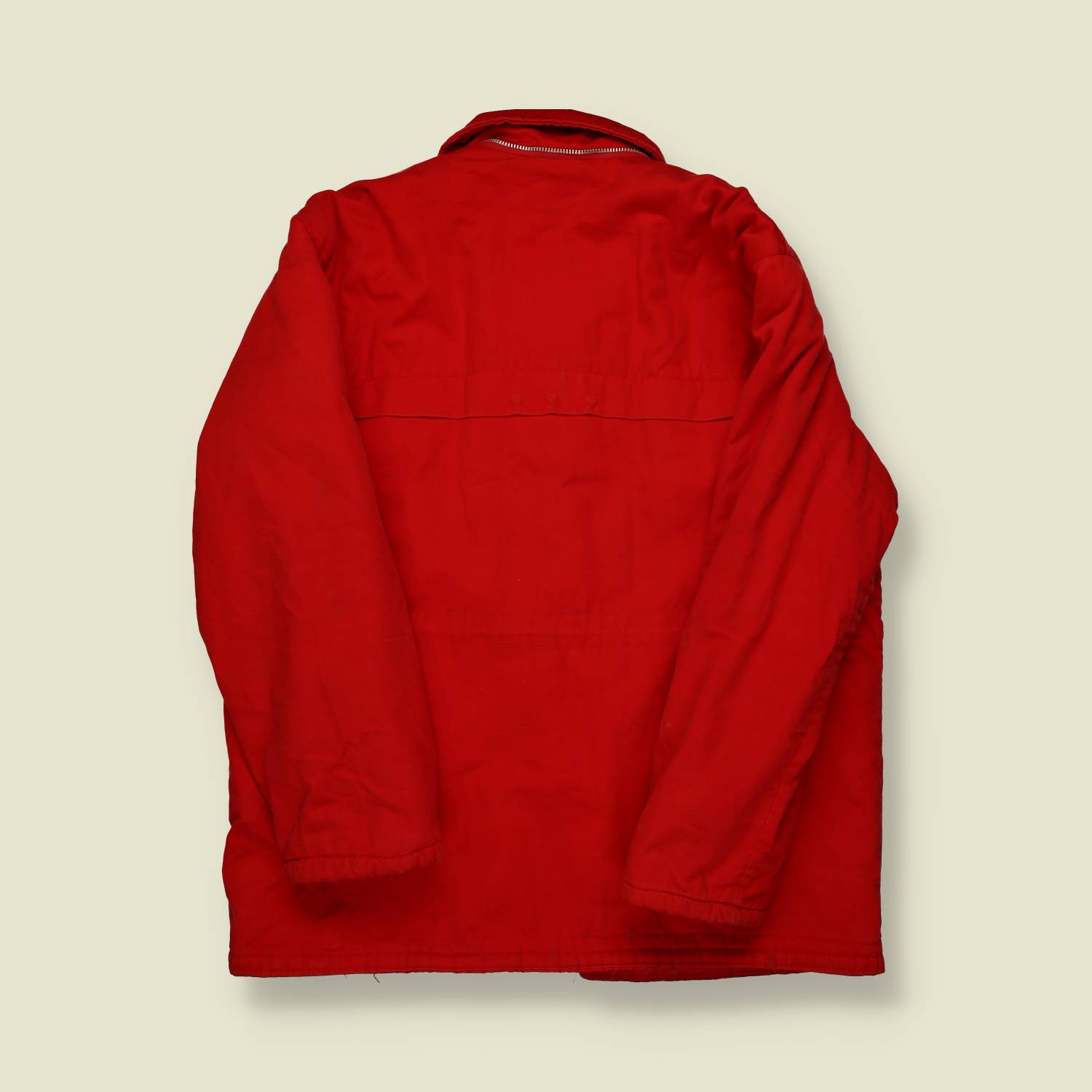 1960s Huster Outdoor Jacket – Red Cotton Zip-Front - L/XL