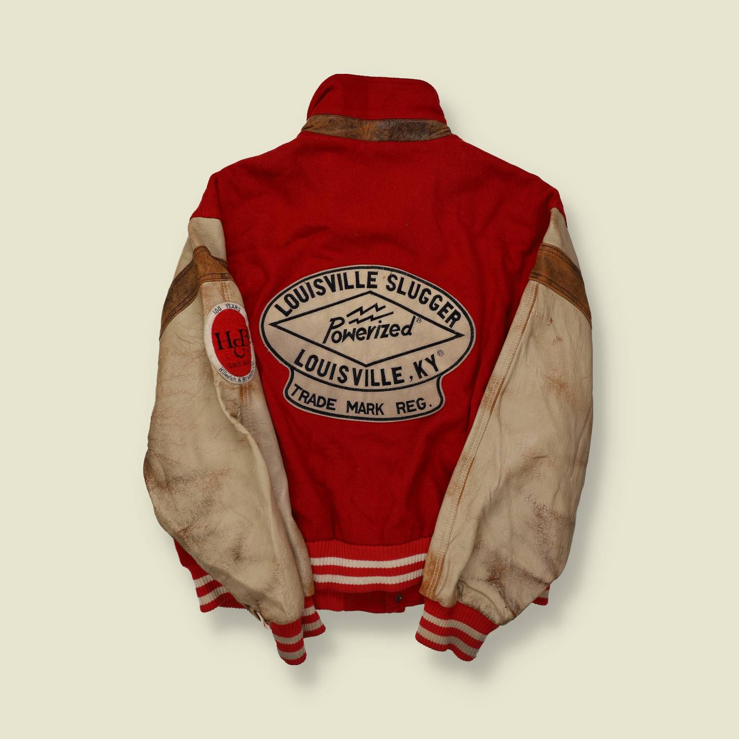 1990s Louisville Slugger Anniversary Varsity Jacket – Red Wool with White Leather Sleeves