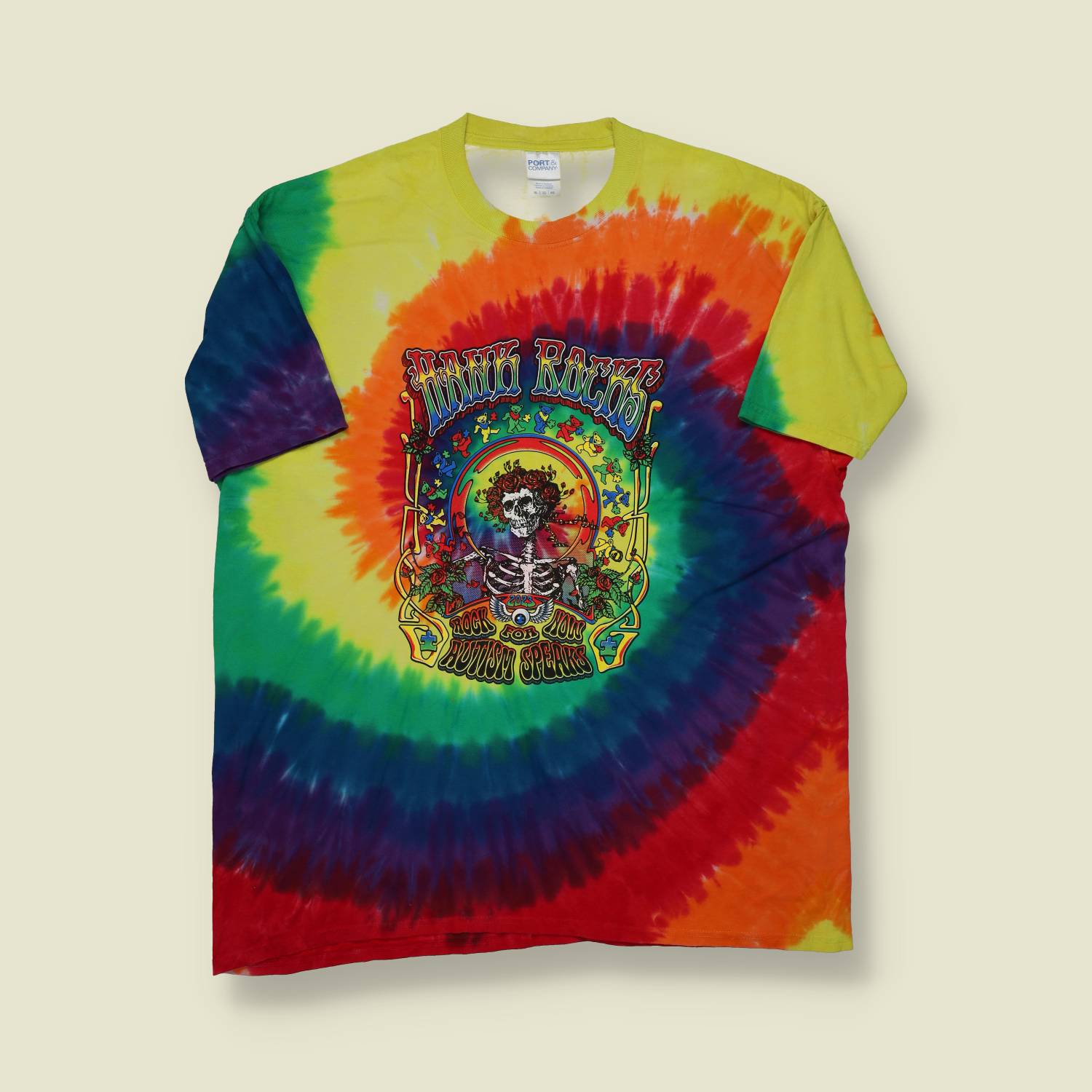 2000s Port & Company T-Shirt – Rock for Autism “Grateful Dead Style” Tie-Dye – XL