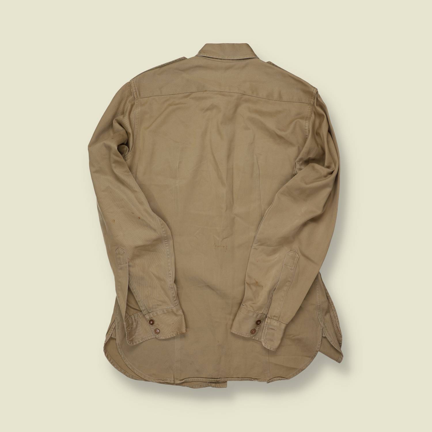 1940s U.S. Army Officer’s Cotton Service Shirt – Khaki with Collar Insignia - M