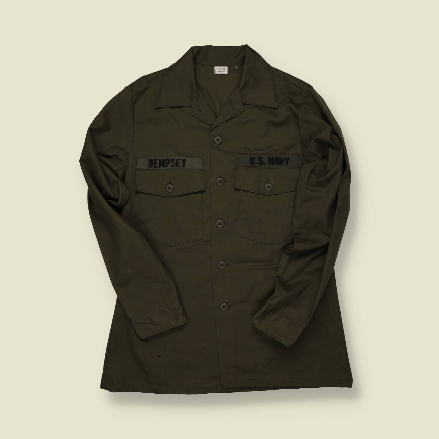 1980s U.S. Navy OG-507 Utility Shirt – Named “Dempsey” - M