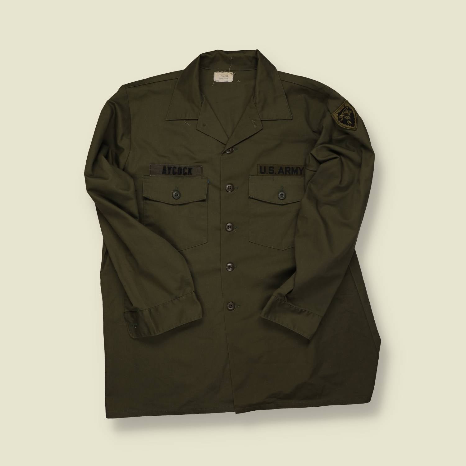 1980s U.S. Army OG-507 Utility Shirt – Named “Aycock” - XL
