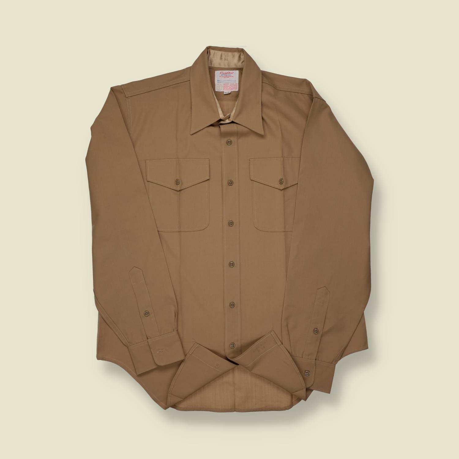 1970s U.S. Military-Style Work Shirt – Creighton – Khaki - L