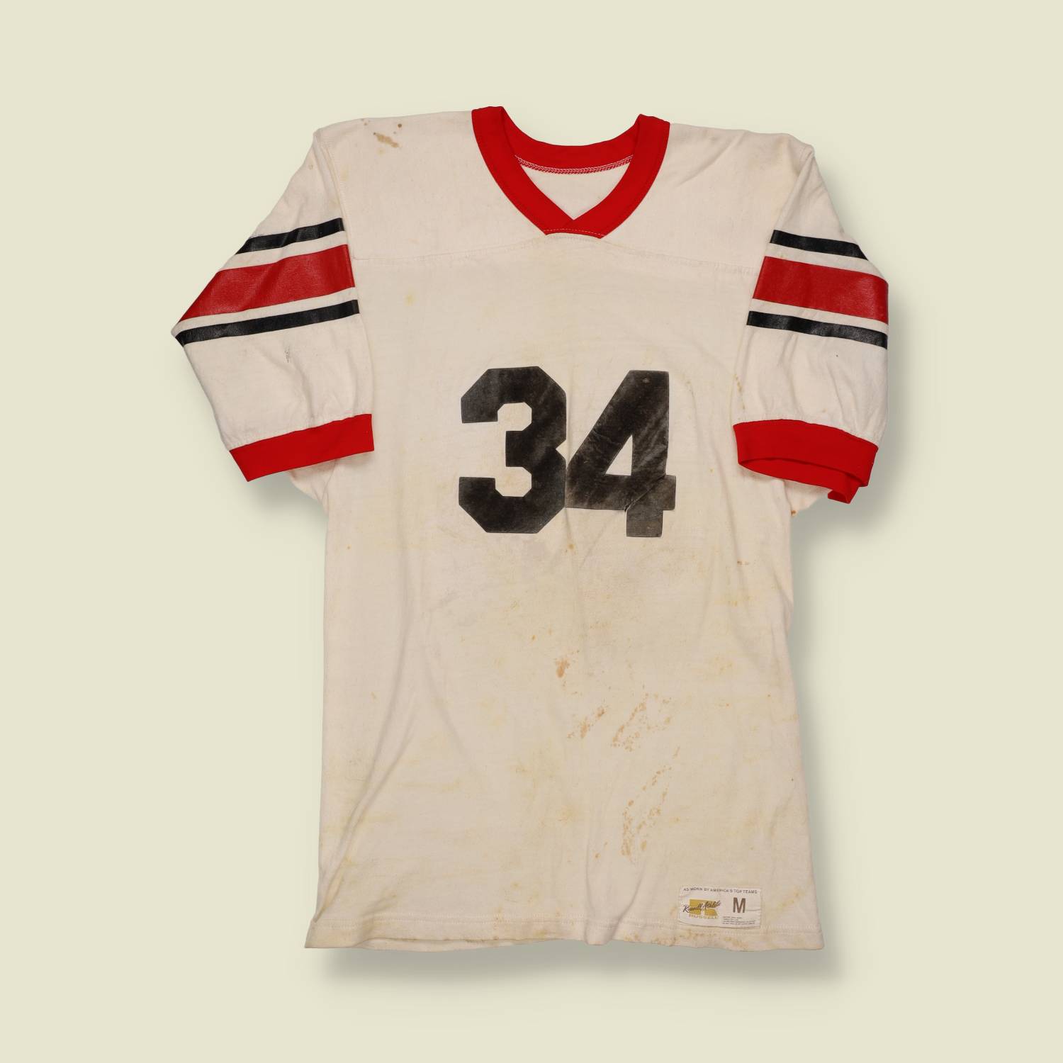 1970s U.S. Football Practice Jersey – Russell Athletic – #34 – White/Red - XXS