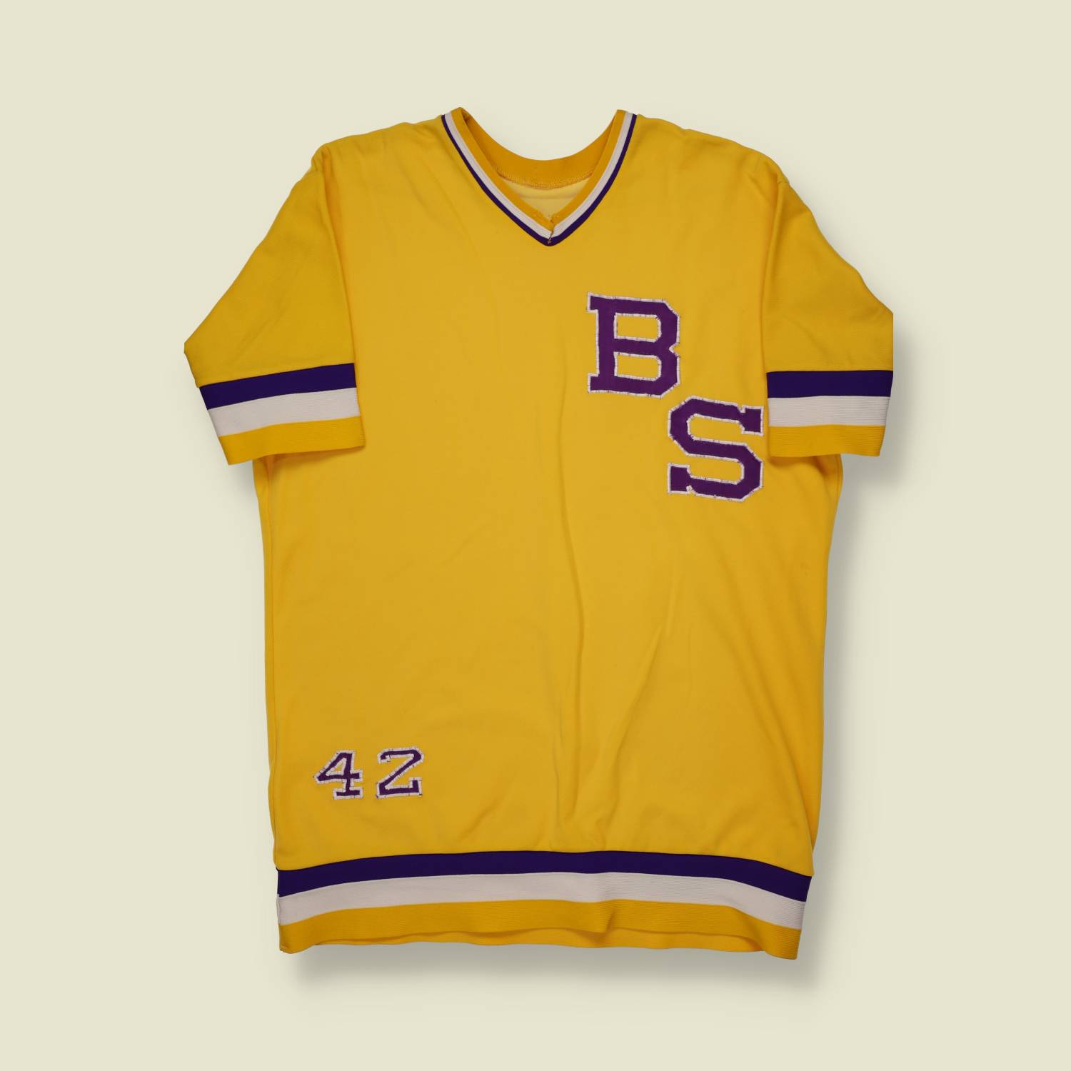 1970s U.S. Varsity Team Jersey – BS – Number 42 – Yellow/Purple - L