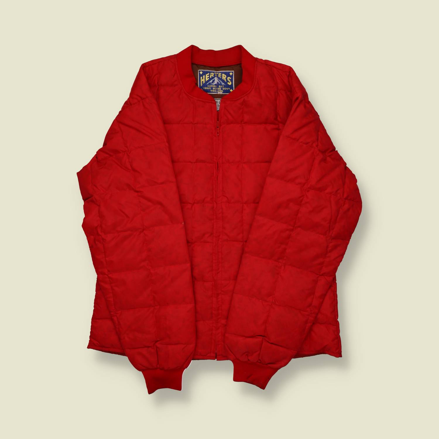 1970s U.S. Quilted Down Jacket – Herter’s Hudson Bay – Red - S/M