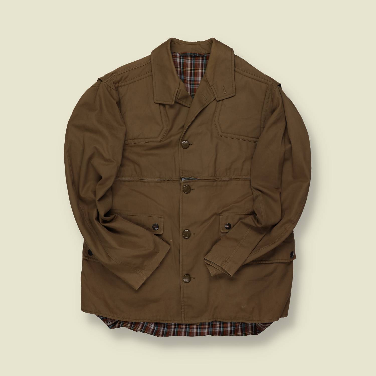 1970s U.S. Hunting Jacket – Canvas & Flannel Lined – Brown - S/M