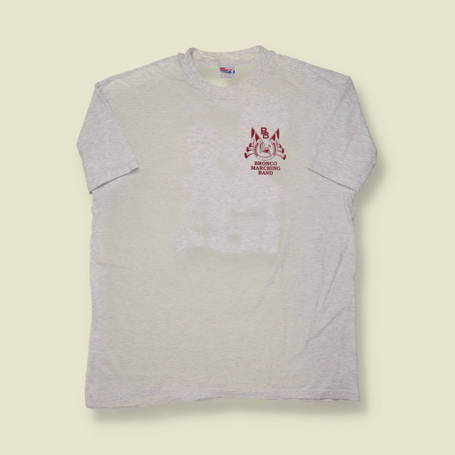 1990s Hanes T-Shirt – Bronco Marching Band / 2000 Space Odyssey Parody Back Print – L