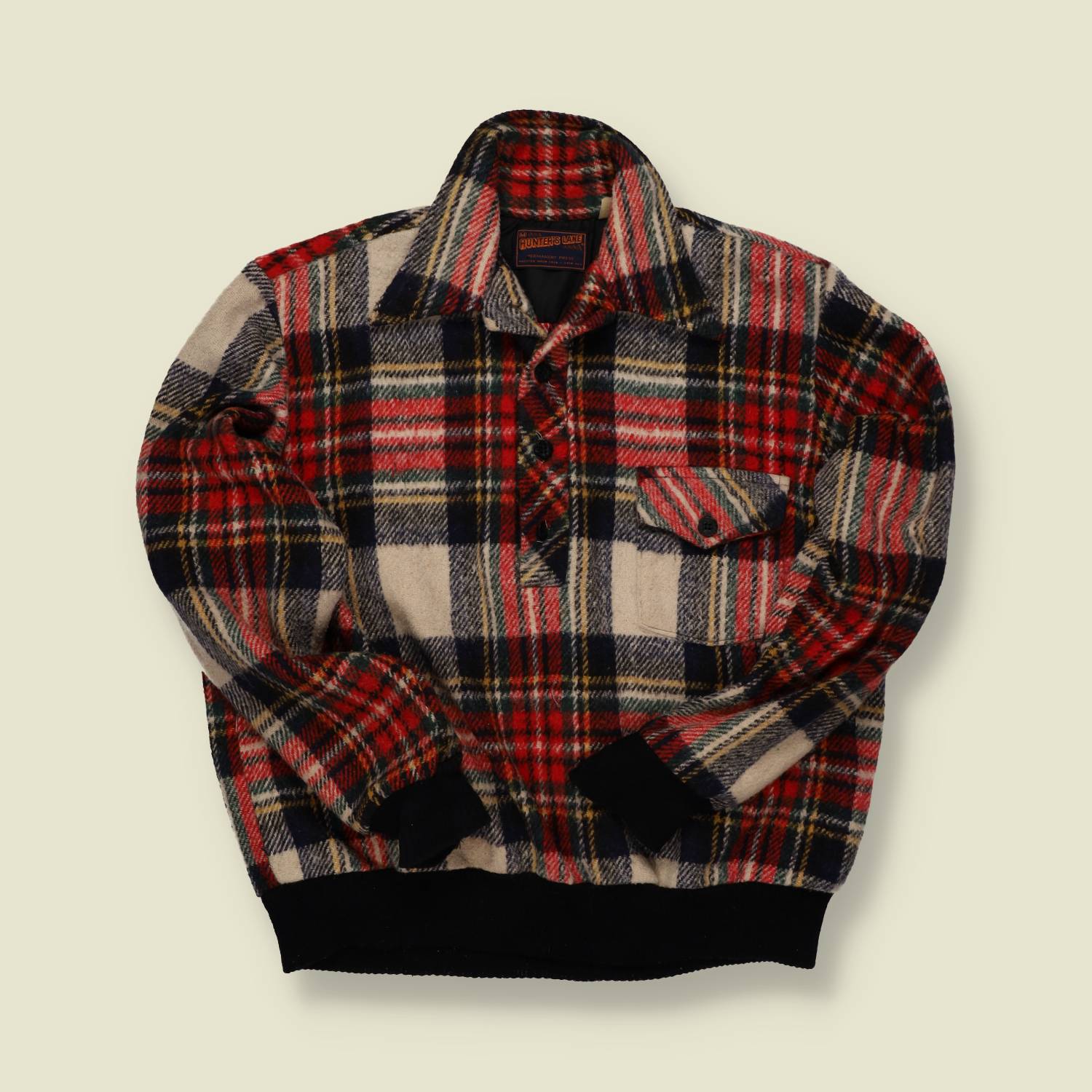 1970s U.S. Hunting Wool Pullover – Hunter’s Lake – Red/Navy Plaid - S