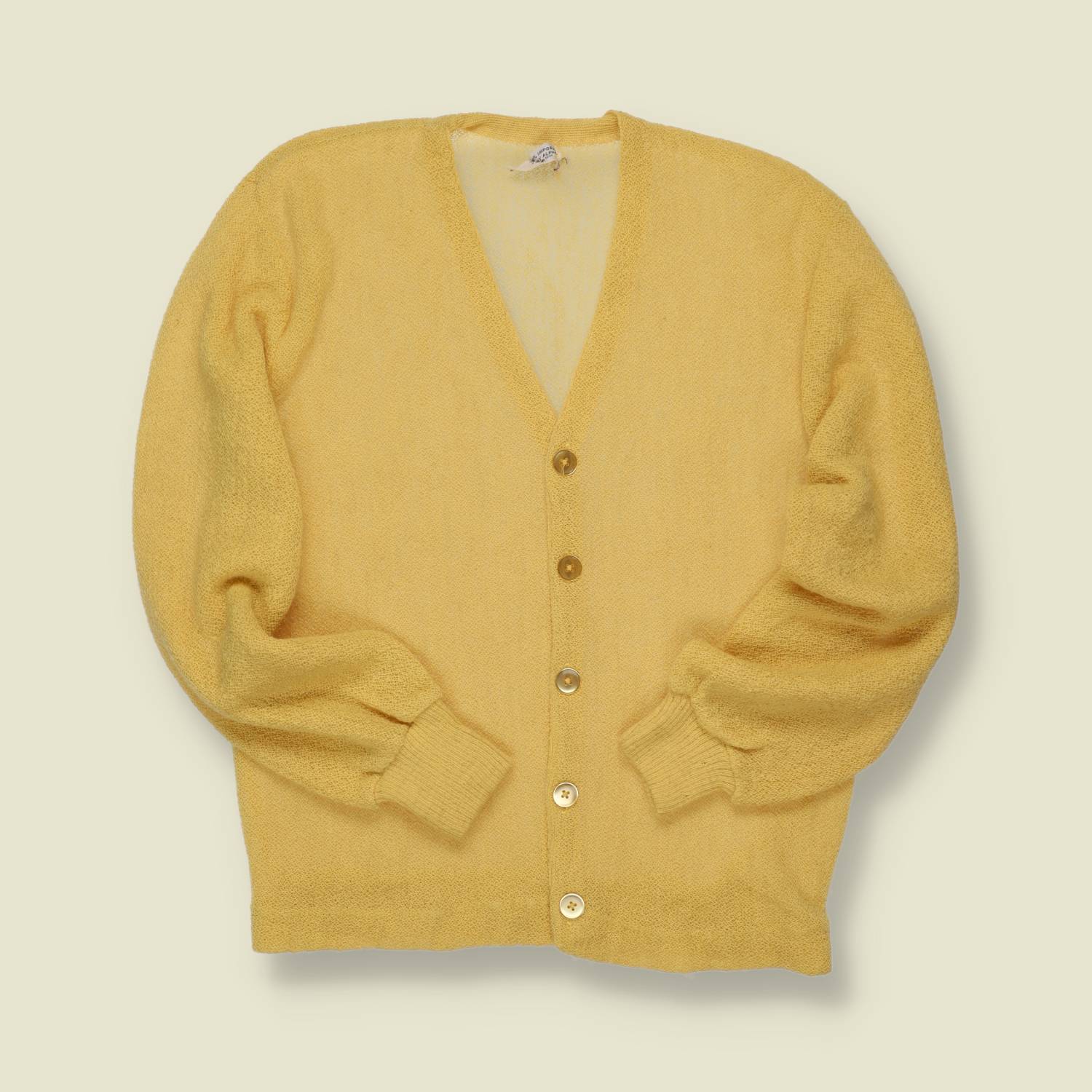 1960s U.S. Alpaca Wool Cardigan – Butter Yellow - S/M