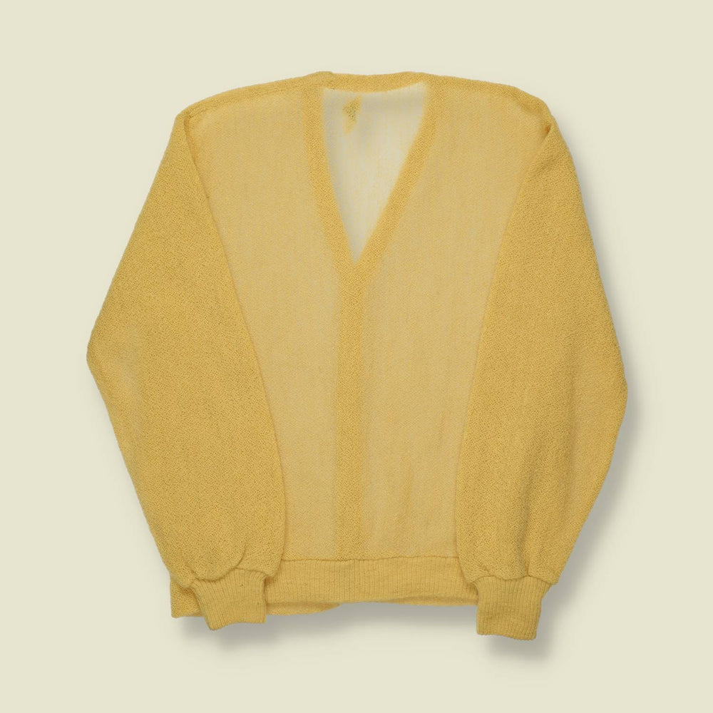 1960s U.S. Alpaca Wool Cardigan – Butter Yellow - S/M
