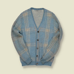 1960s U.S. Mohair Cardigan – Sky Blue Plaid - XXS