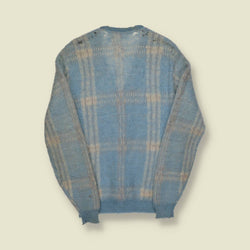 1960s U.S. Mohair Cardigan – Sky Blue Plaid - XXS