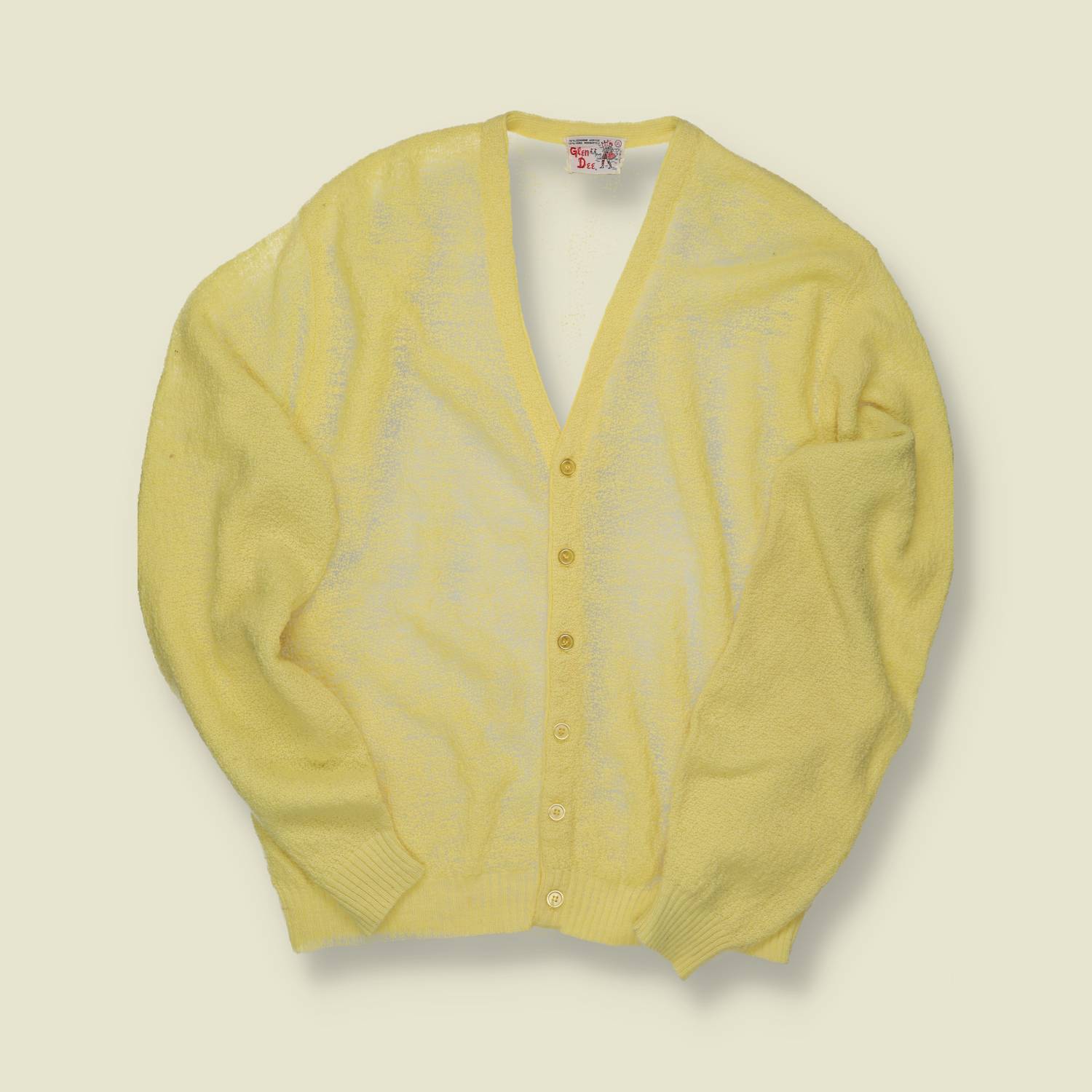 1960s Glen Dee Brushed Mohair Cardigan – Pastel Yellow - L