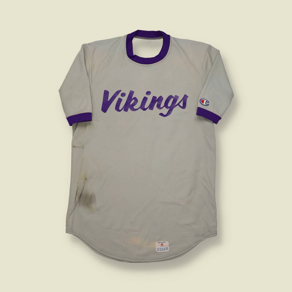 Early 1980s U.S. Baseball Jersey – Champion – Vikings – Grey/Purple - S