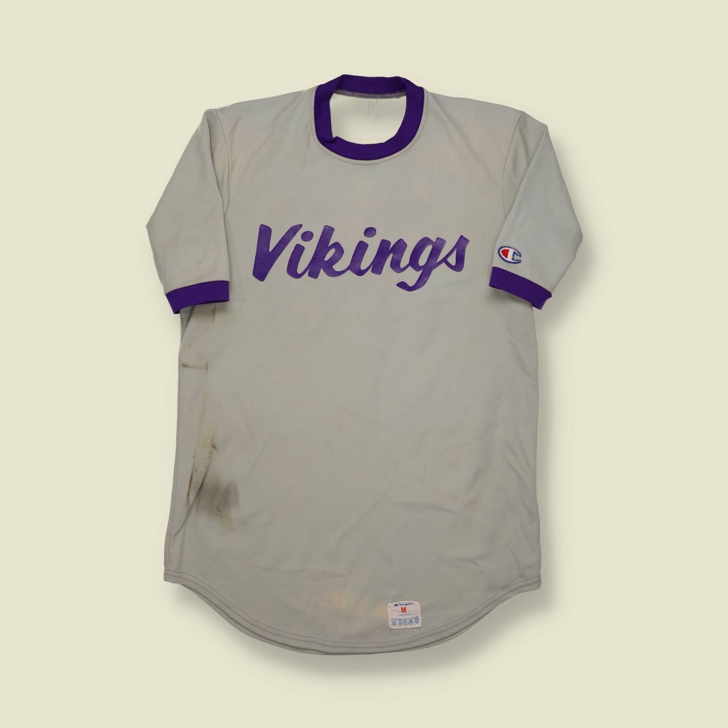 Early 1980s U.S. Baseball Jersey – Champion – Vikings – Grey/Purple - S