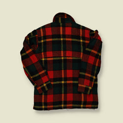 1950s–60s Johnson Wool Jacket – Red Black & Yellow Plaid Hunting Coat – XS/S