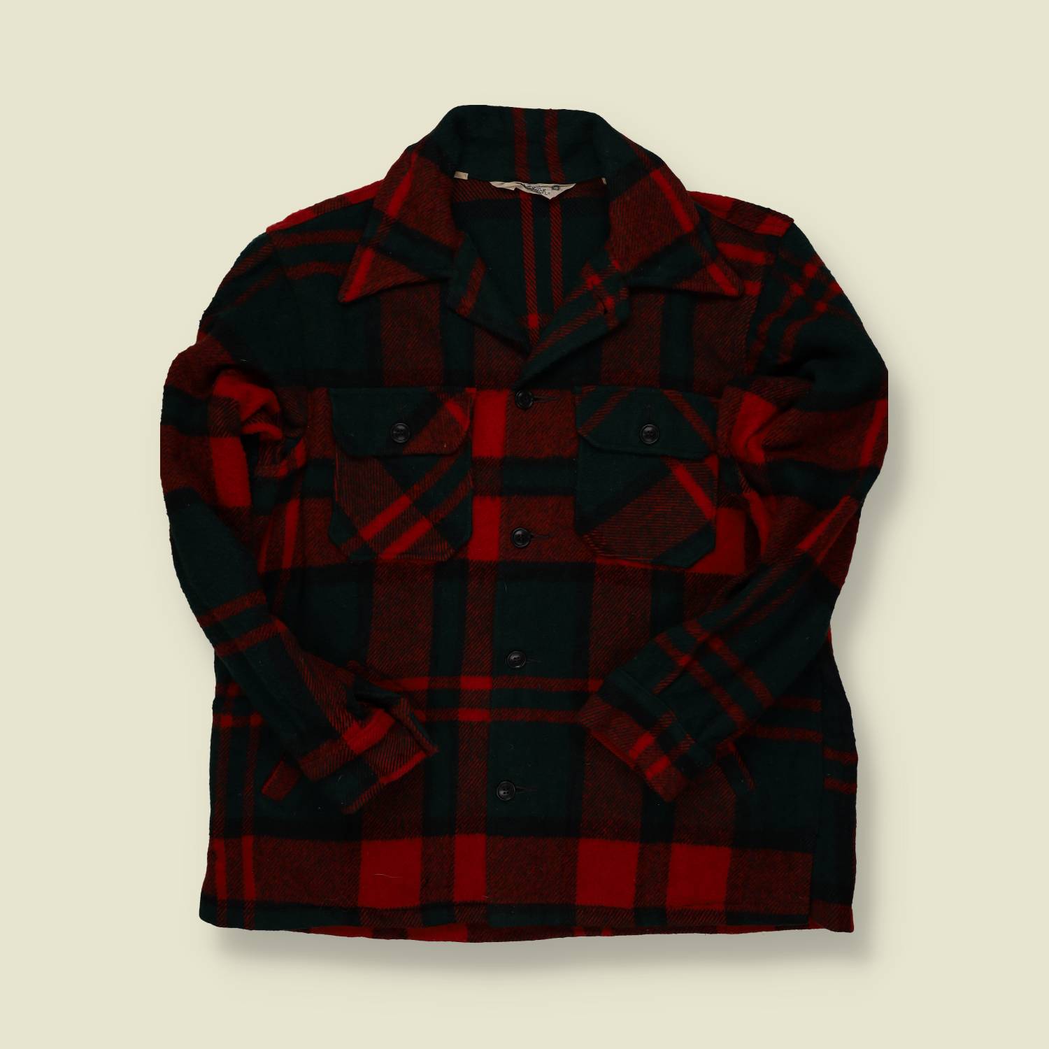 1970s Woolrich Wool Jacket – Red & Black Buffalo Plaid Shirt Coat – M/L