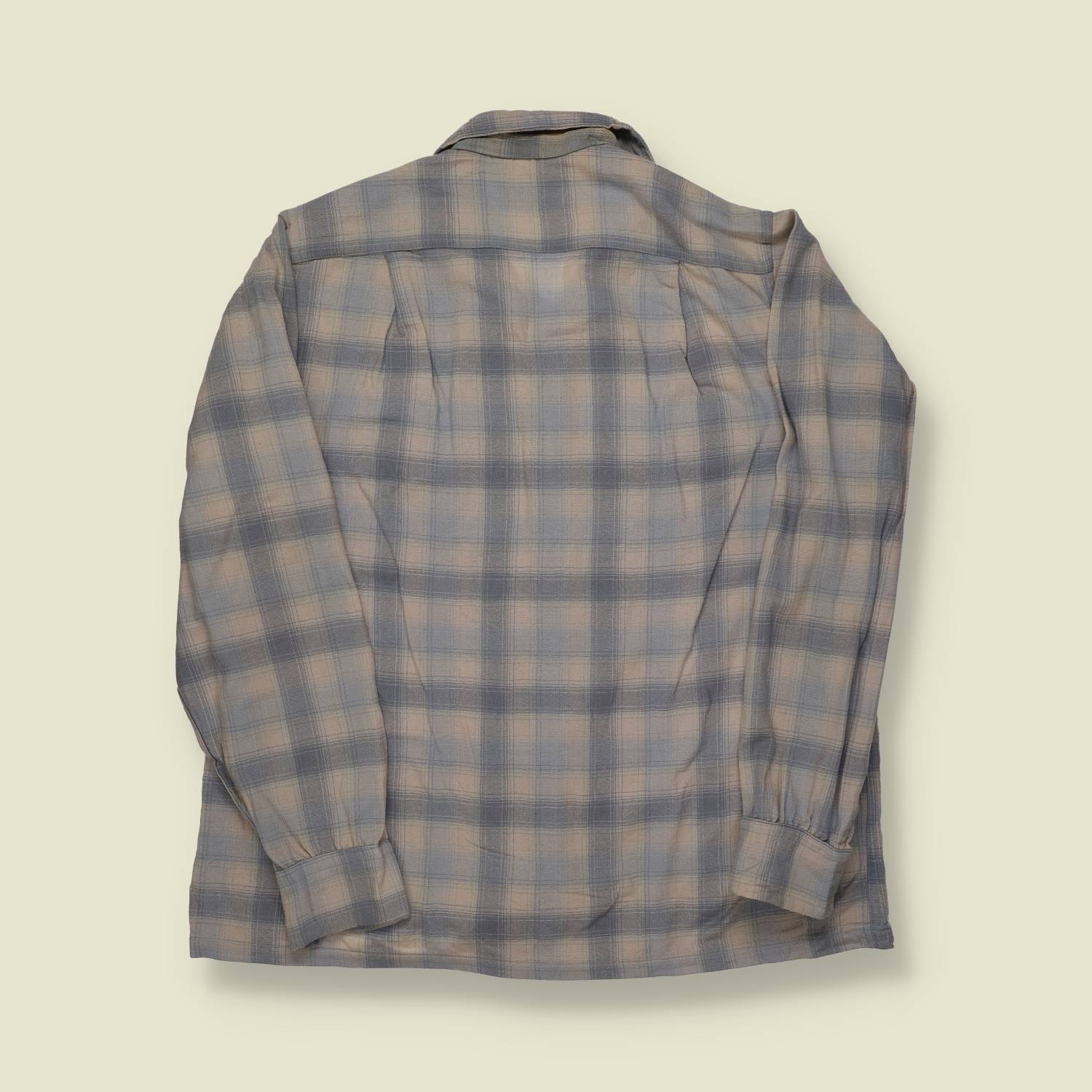 1950s–60s Pendleton Wool Flannel Shirt – Grey & Blue Plaid – Made in USA – M