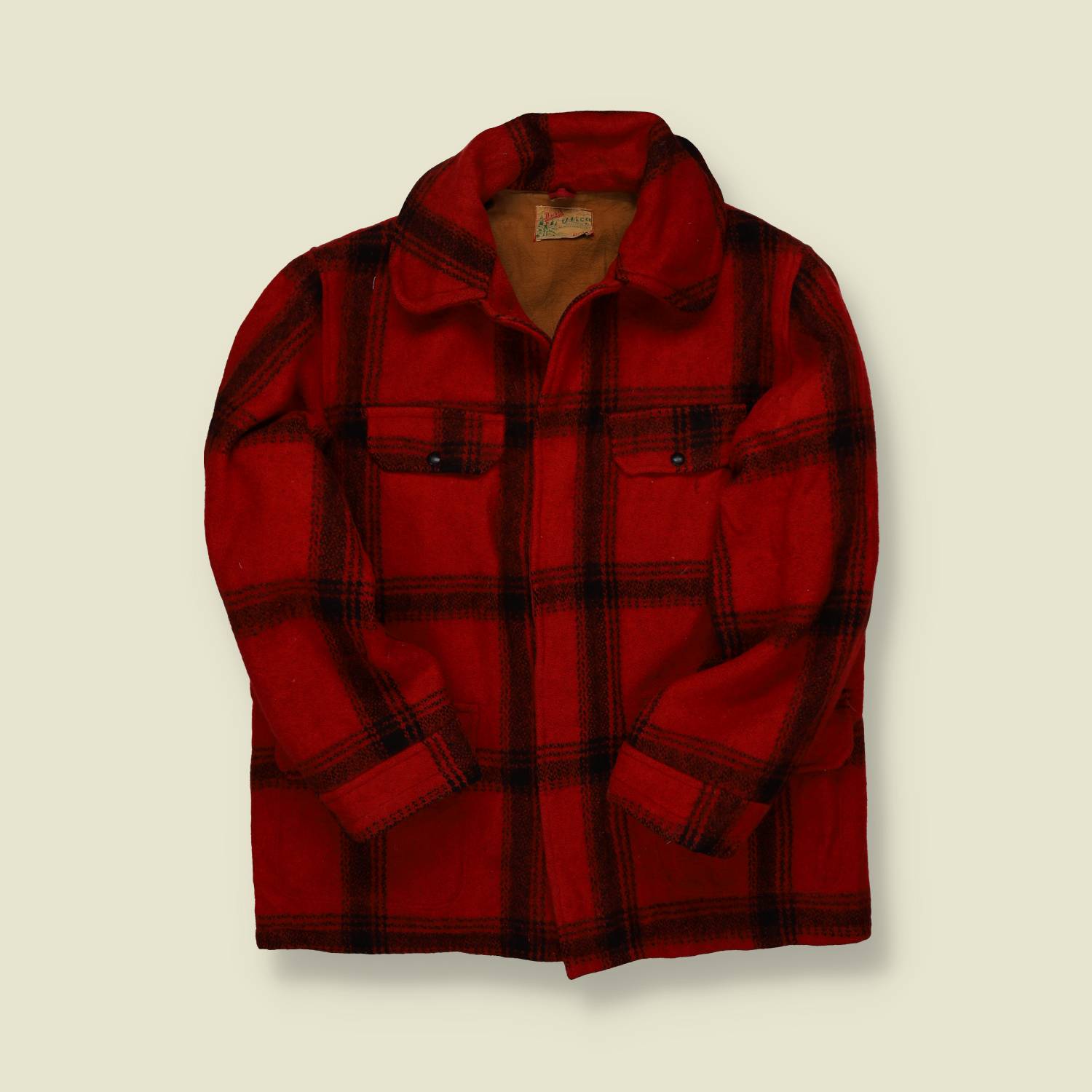 1930s–40s | Duxbak | Wool Hunting Jacket – Red & Black Plaid - M