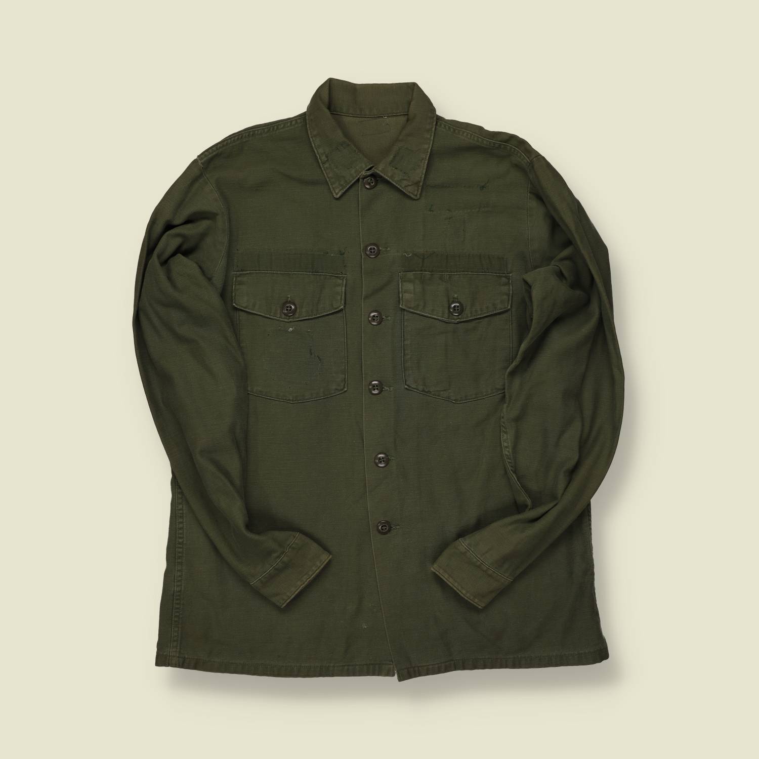 1960s U.S. Army OG-107 Utility Shirt – Olive Sateen - M/L