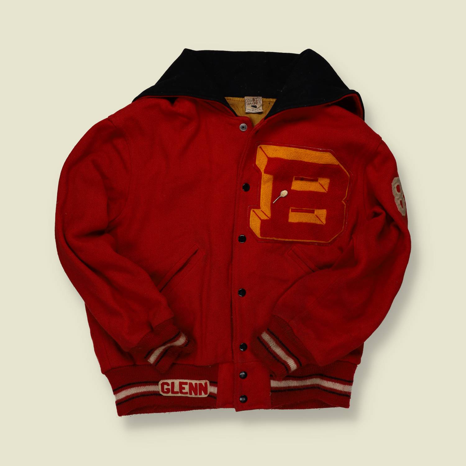 1980s Award Jacket – Red Wool Varsity with Chenille “E” Patch - M