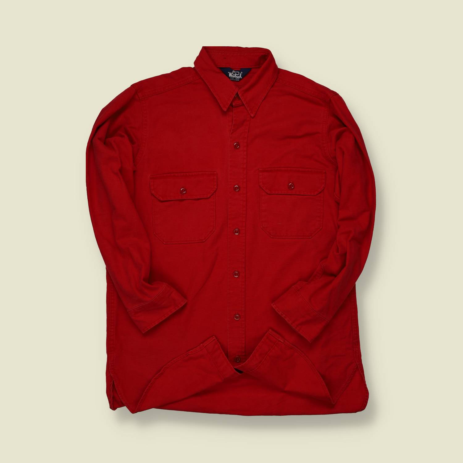 1990s Woolrich Cotton Work Shirt – Red – Made in USA - M