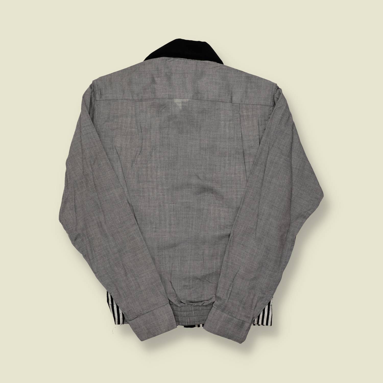 1950s Amberley Cocktail Shirt – Black & White Stripe with Elasticated Waist – Made in USA - S