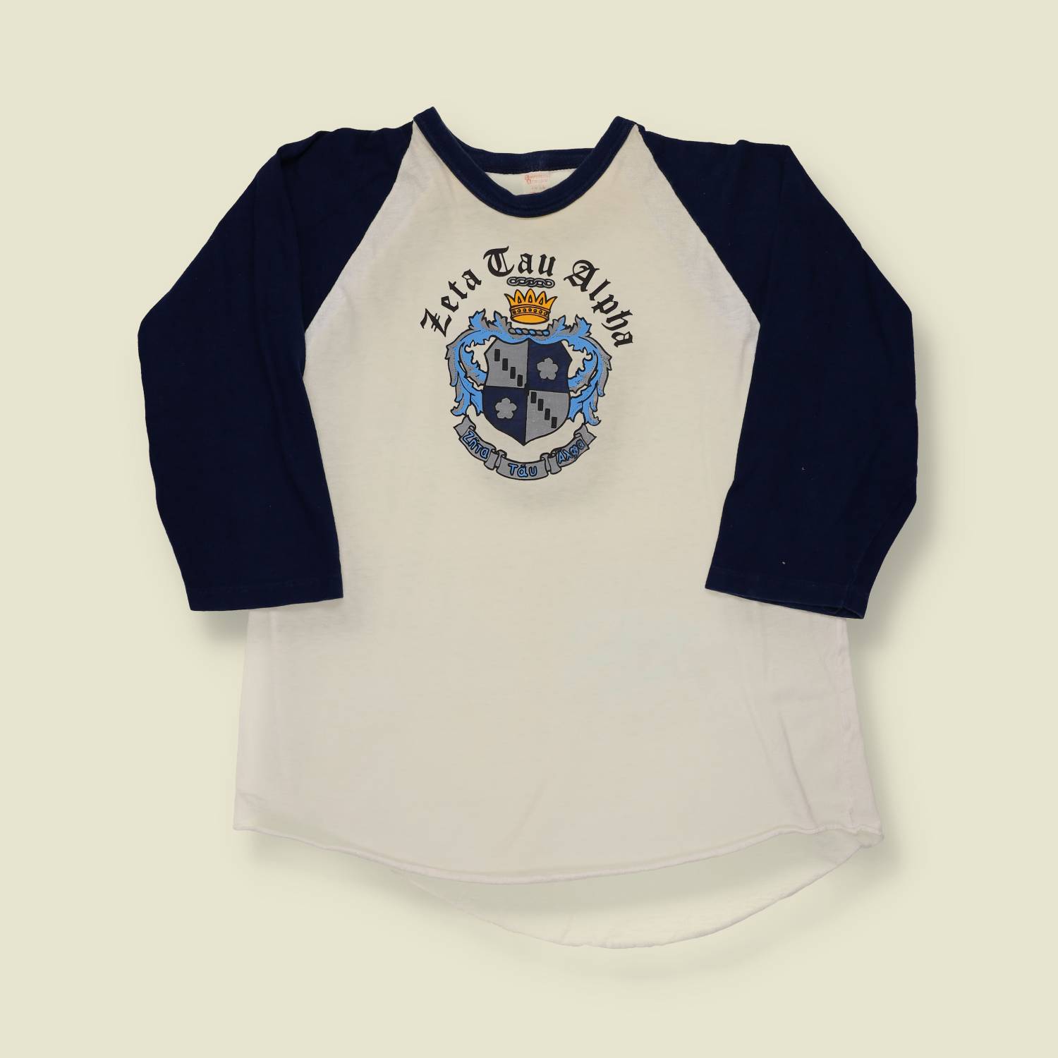 1970s Russell Southern Raglan T-Shirt – Zeta Tau Alpha Crest – XS/S