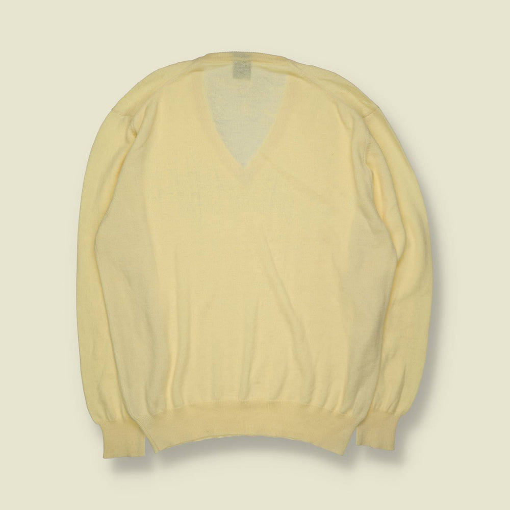 1973 | Mapier | V-Neck Knit | Pale Yellow | Made In Italy – L