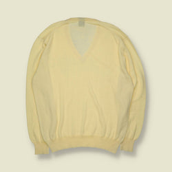1973 | Mapier | V-Neck Knit | Pale Yellow | Made In Italy – L