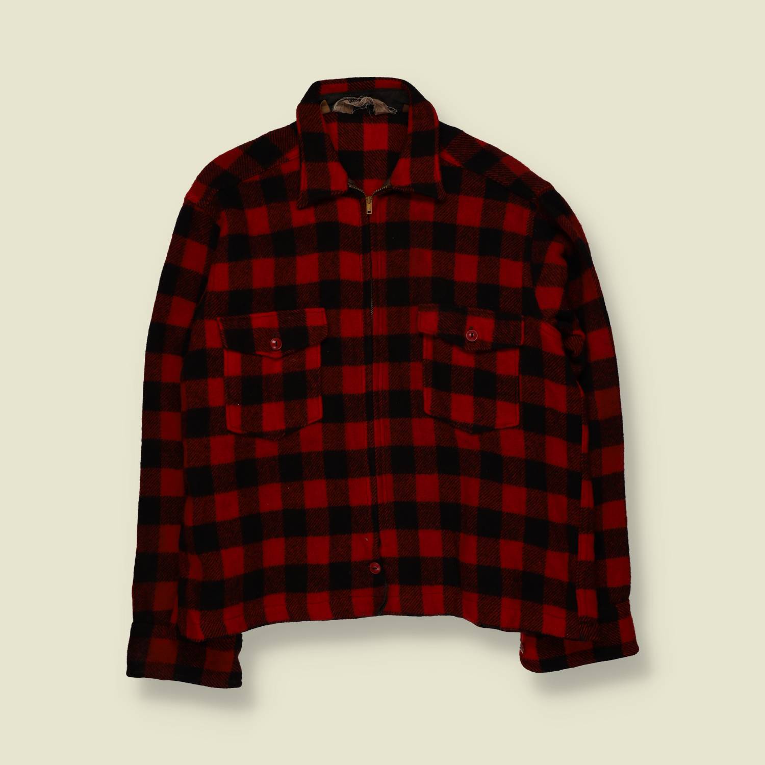 1960s | Woolrich | Buffalo Plaid Zip Jacket | Red & Black – L