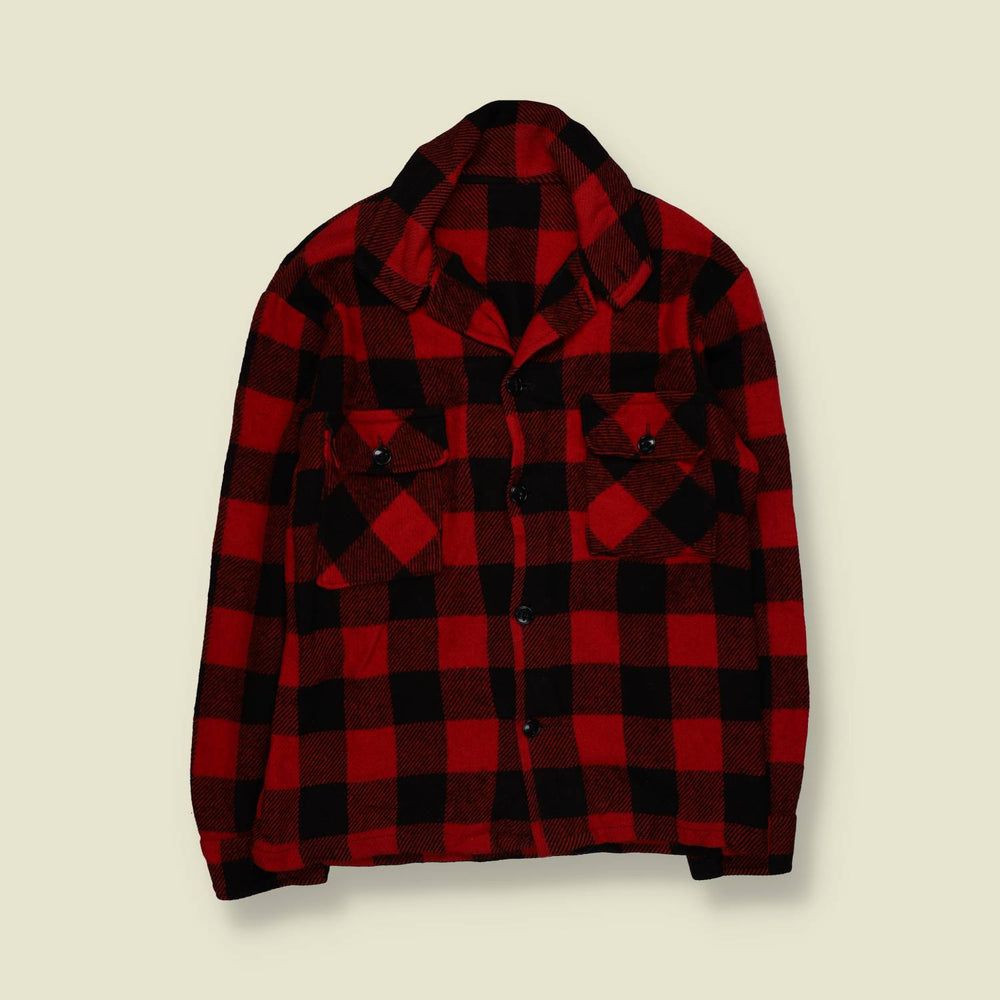 1960s | Buffalo Plaid | Wool Shirt | Red & Black – S