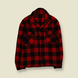1960s | Buffalo Plaid | Wool Shirt | Red & Black – S