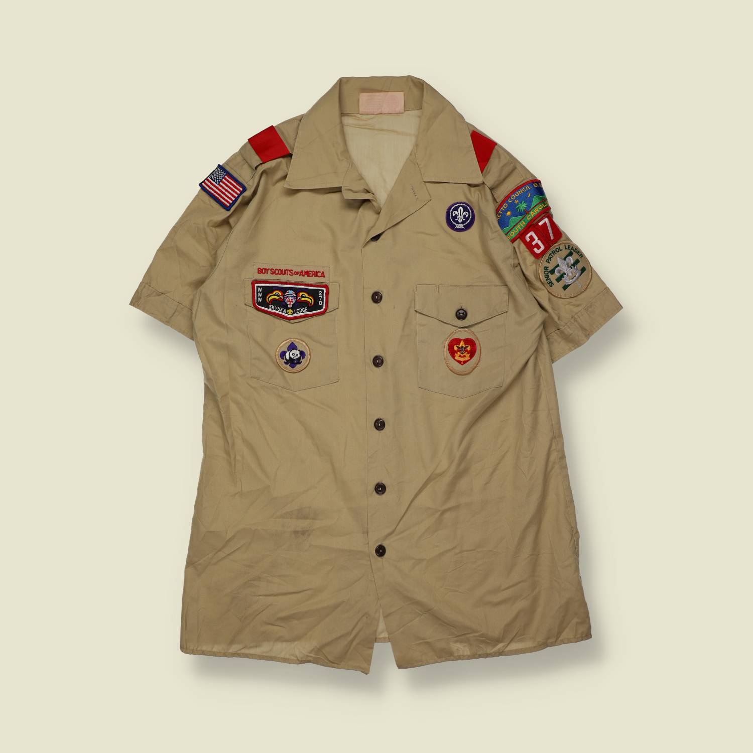 1990s | Boy Scouts of America | Short Sleeve Uniform Shirt | Khaki – M