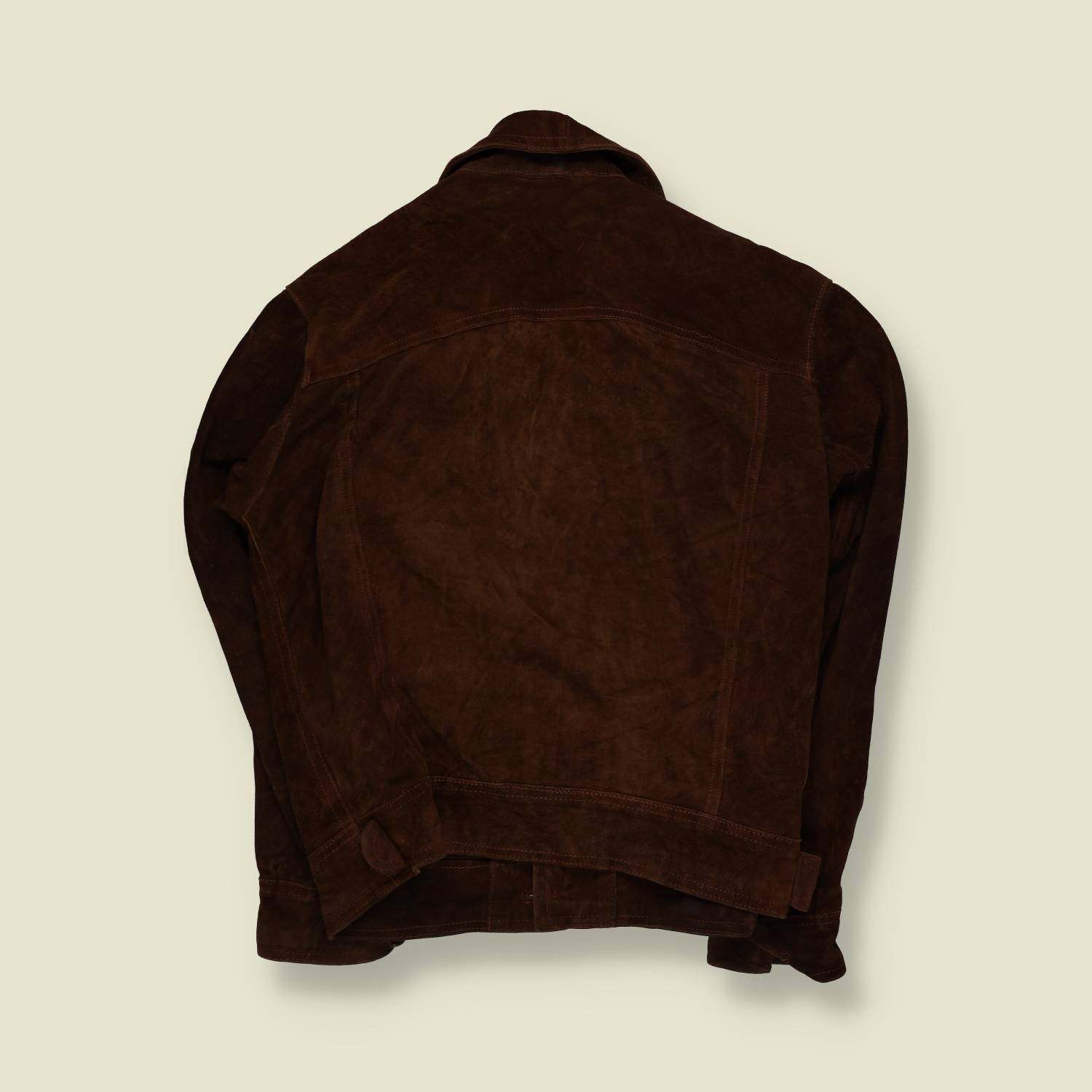 1960s–1970s | Suede Leather Trucker Jacket | Brown – M