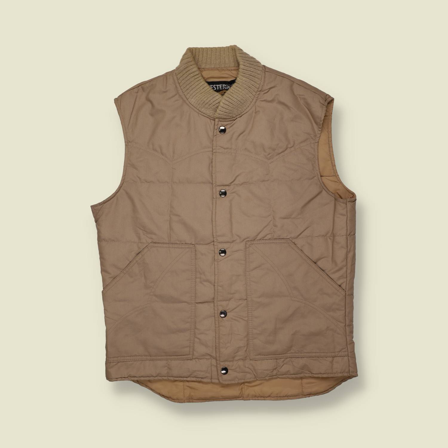 1970s | Sears Western Wear | Quilted Gilet - Tan - M